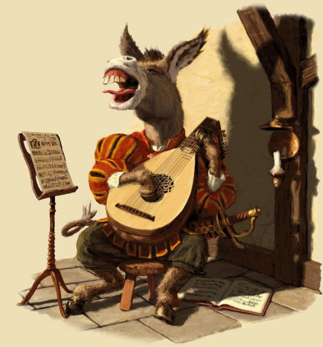 Burro borracho tocando la guitarra