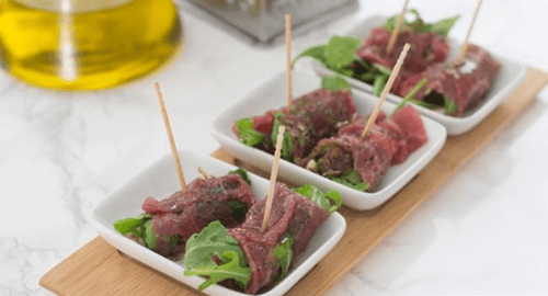 tapa de rollito de carpaccio